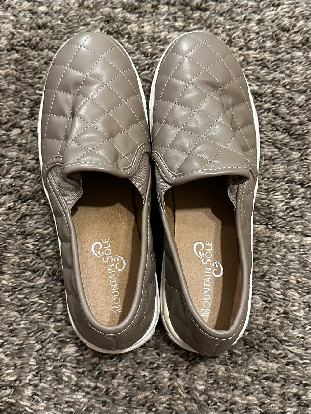 Mountain Sole Quilted Slip-On Sneakers in Taupe